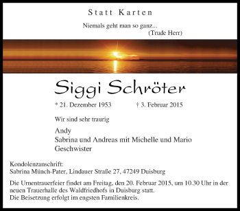 Traueranzeige von Siggi Schröter von Tageszeitung