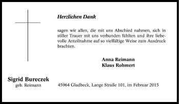 Traueranzeige von Sigrid Bureczek von Tageszeitung