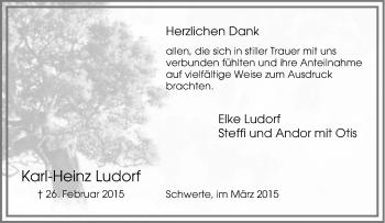 Traueranzeige von Karl-Heinz Ludorf von Tageszeitung