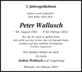 Traueranzeige von Peter Wallusch von Tageszeitung