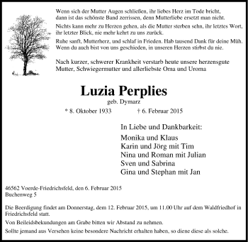 Traueranzeige von Luzia Perplies von Tageszeitung