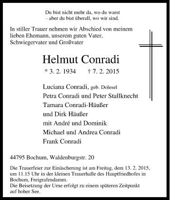 Traueranzeige von Helmut Conradi von Tageszeitung