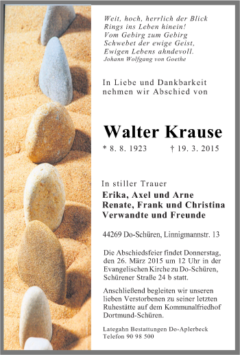 Traueranzeige von Walter Krause von Tageszeitung