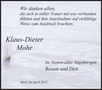 Traueranzeige von Klaus-Dieter Mohr von Tageszeitung