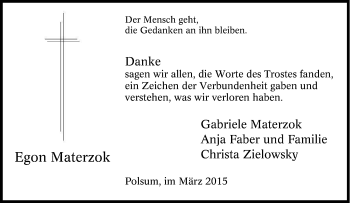 Traueranzeige von Egon Materzok von Tageszeitung