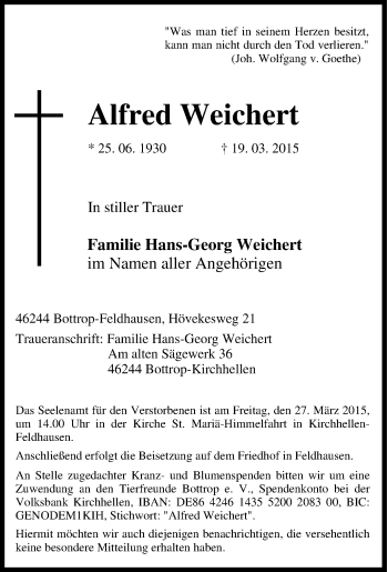 Traueranzeige von Alfred Weichert von Tageszeitung