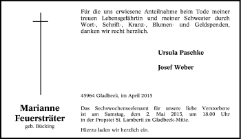 Traueranzeige von Marianne Feuersträter von Tageszeitung