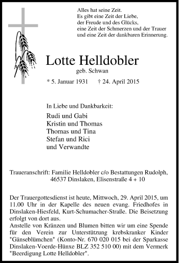 Traueranzeige von Lotte Helldobler von Tageszeitung