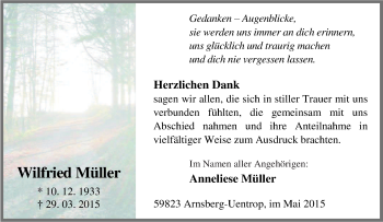 Traueranzeige von Wilfried Müller von Tageszeitung