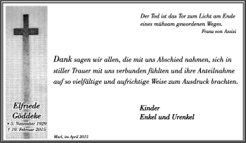 Traueranzeige von Elfriede Göddeke von Tageszeitung