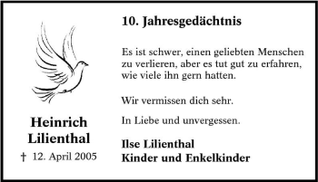 Traueranzeige von Heinrich Lilienthal von Tageszeitung