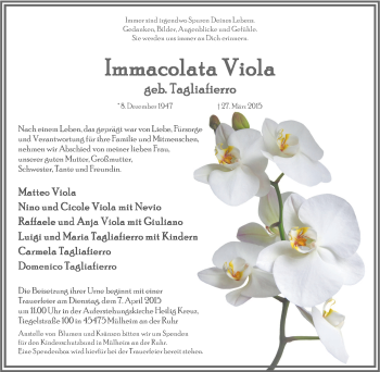 Traueranzeige von Immacolata Viola von Tageszeitung