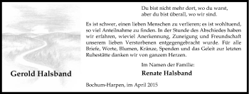 Traueranzeige von Gerold Halsband von Tageszeitung