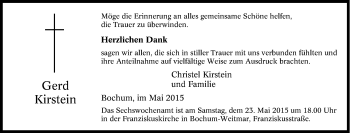 Traueranzeige von Gerd Kirstein von Tageszeitung