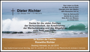 Traueranzeige von Dieter Richter von Tageszeitung