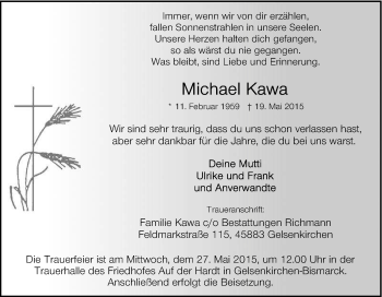 Traueranzeige von Michael Kawa von Tageszeitung