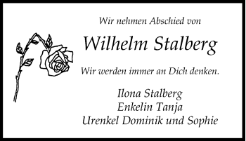 Traueranzeige von Wilhelm Stalberg von Tageszeitung