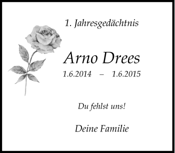 Traueranzeige von Arno Drees von Tageszeitung