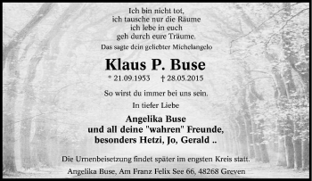 Traueranzeige von Klaus P. Buse von Tageszeitung