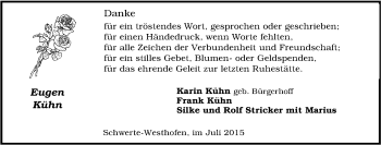Traueranzeige von Eugen Kühn von Tageszeitung
