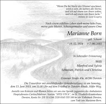 Traueranzeige von Marianne Born von Tageszeitung
