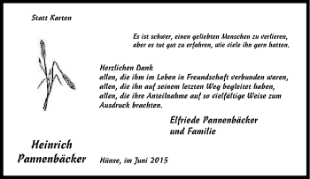 Traueranzeige von Heinrich Pannenbäcker von Tageszeitung