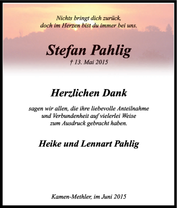 Traueranzeige von Stefan Pahlig von Tageszeitung