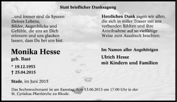 Traueranzeige von Monika Hesse von Tageszeitung