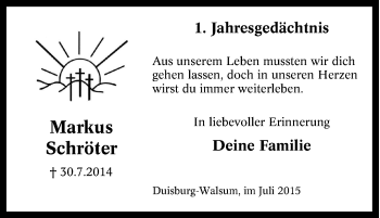 Traueranzeige von Markus Schröter von Tageszeitung