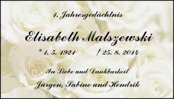Traueranzeige von Elisabeth Malszewski von Tageszeitung