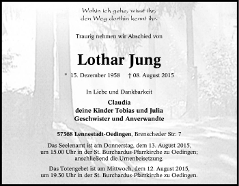 Traueranzeige von Lothar Jung von Tageszeitung