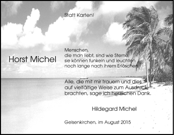 Traueranzeige von Horst Michel von Tageszeitung