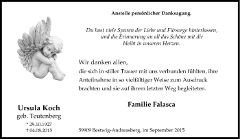 Traueranzeige von Ursula Koch von Tageszeitung