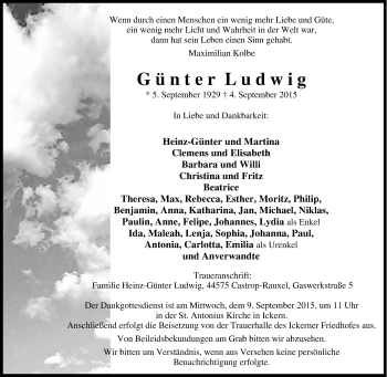 Traueranzeige von Günter Ludwig von Tageszeitung