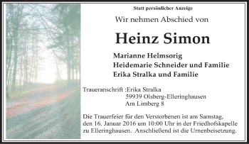 Traueranzeige von Heinz Simon von Tageszeitung