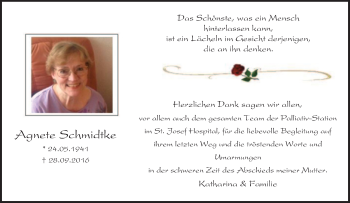 Traueranzeige von Agnete Schmidtke von Tageszeitung