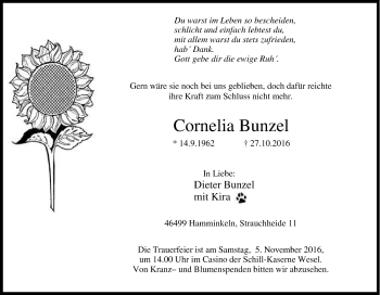 Traueranzeige von Cornelia Bunzel von Tageszeitung