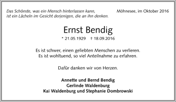 Traueranzeige von Ernst Bendig von Tageszeitung