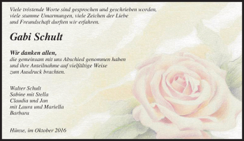 Traueranzeige von Gabi Schult von Tageszeitung