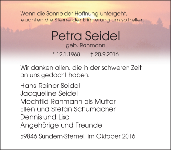 Traueranzeige von Petra Seidel von Tageszeitung