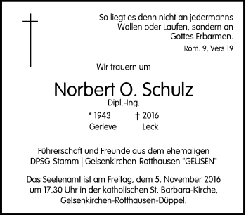 Traueranzeige von Norbert O. Schulz von Tageszeitung