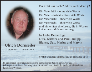 Traueranzeige von Ulrich Dornseifer von Tageszeitung