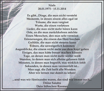 Traueranzeige von Niels Weismann von Tageszeitung