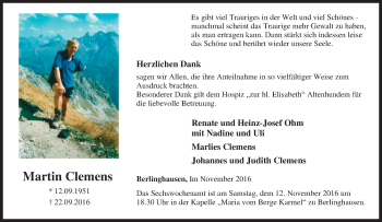 Traueranzeige von Martin Clemens von Tageszeitung