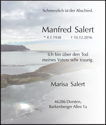 Traueranzeige von Manfred Salert von Tageszeitung