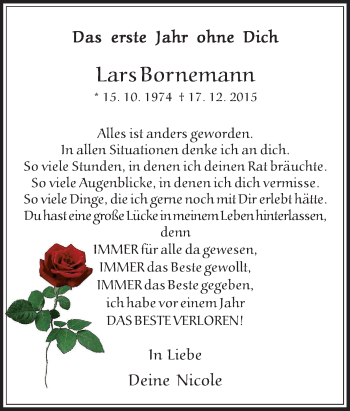 Traueranzeige von Lars Bornemann von Tageszeitung