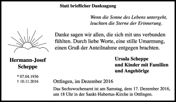 Traueranzeige von Hermann-Josef Scheppe von Tageszeitung