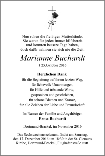 Traueranzeige von Marianne Buchardt von Tageszeitung