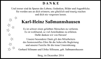 Traueranzeige von Karl-Heinz Saßmannshausen von Tageszeitung