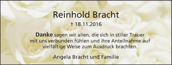 Traueranzeige von Reinhold Bracht von Tageszeitung